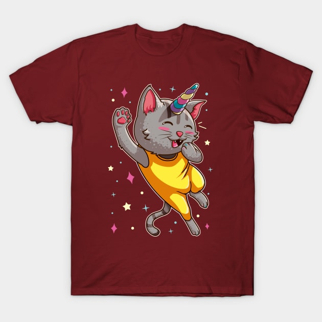 Meowgical Cat Unicorn v6 T-Shirt by Dener Queiroz